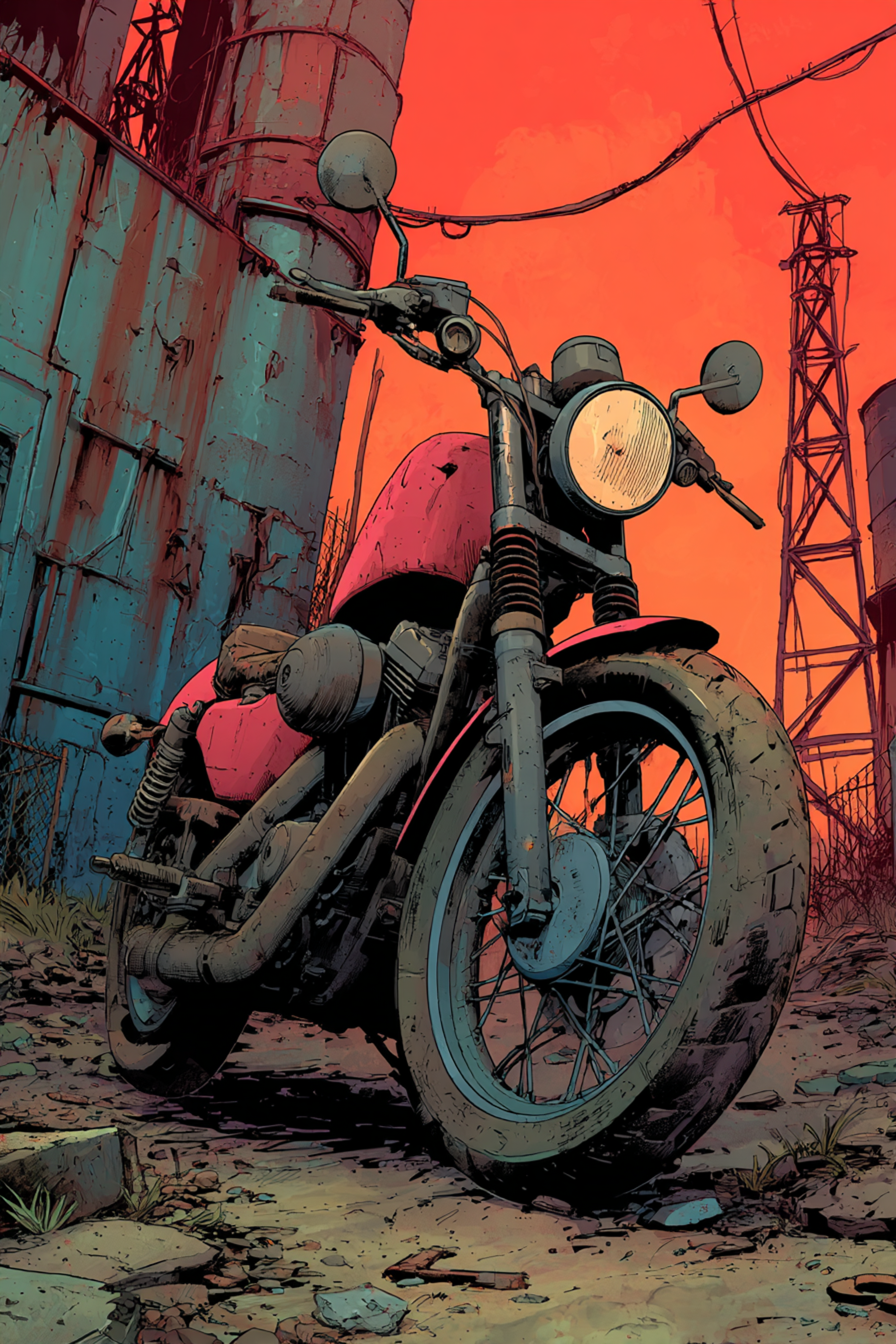 Borderlands Comic Style Broken-down Motorcycle