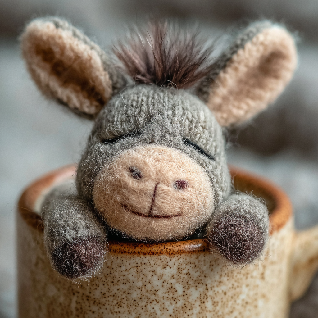 Cinematic Macro Photograph of Tiny Donkey