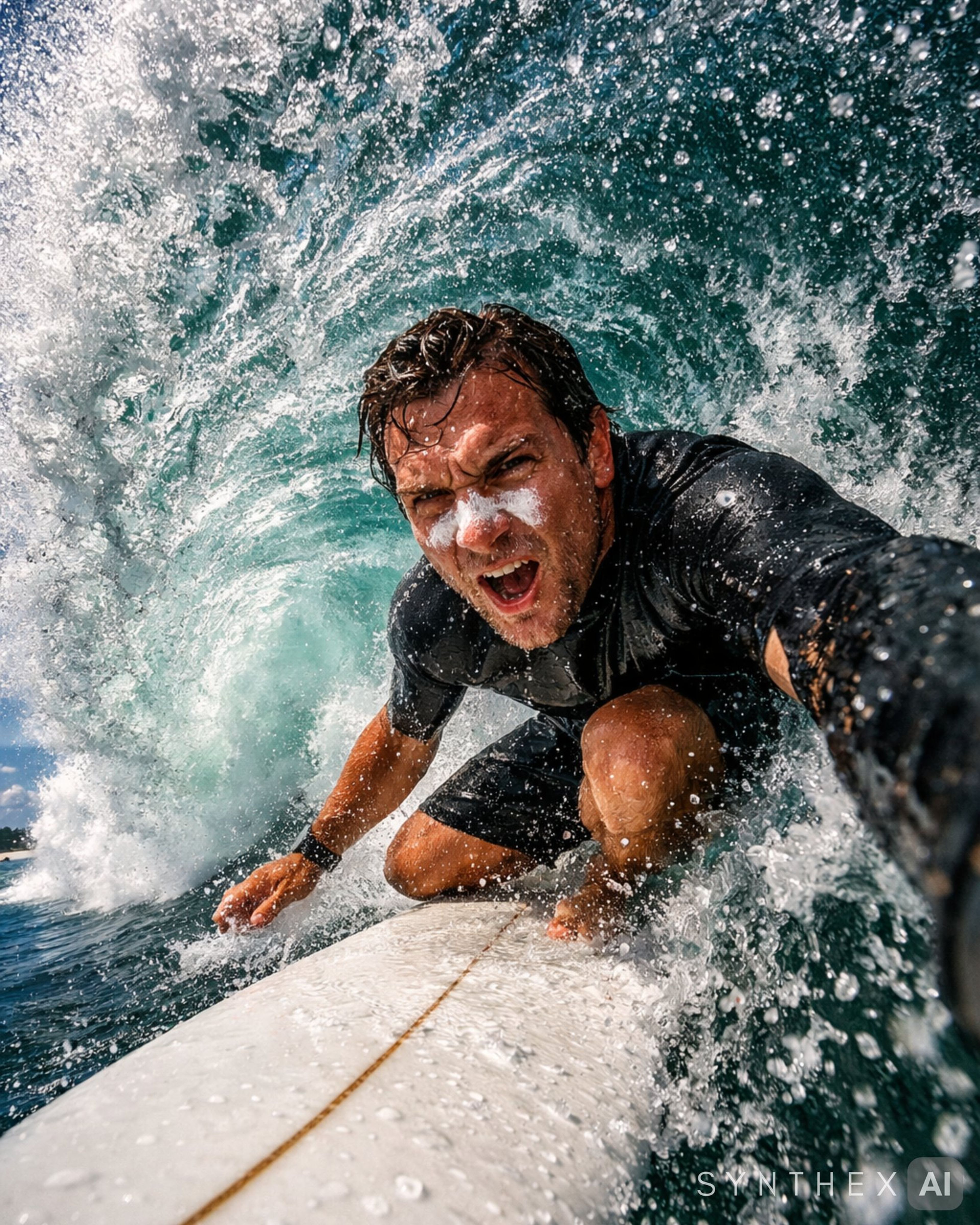 Generate Barrel Wave Surfer Selfies
