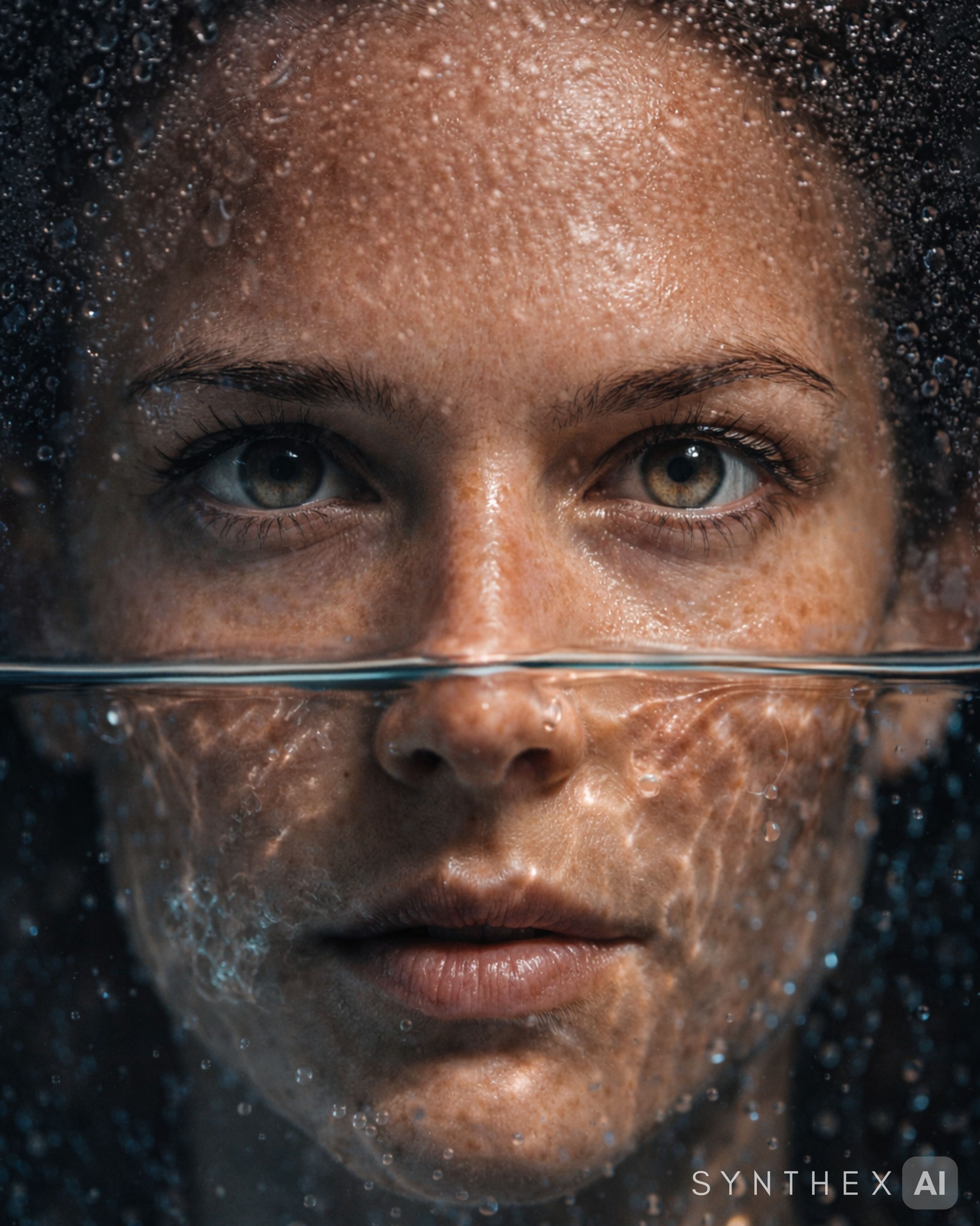 Generate Wet Glass Underwater Portraits