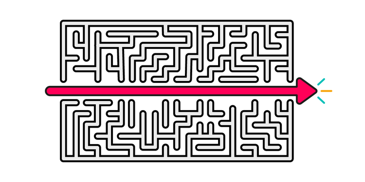 An arrow finds a way out of a maze