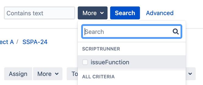 An image shows the location of the new ScriptRunner search functionality