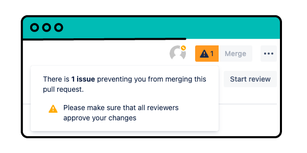 A screenshot of a merge check warning