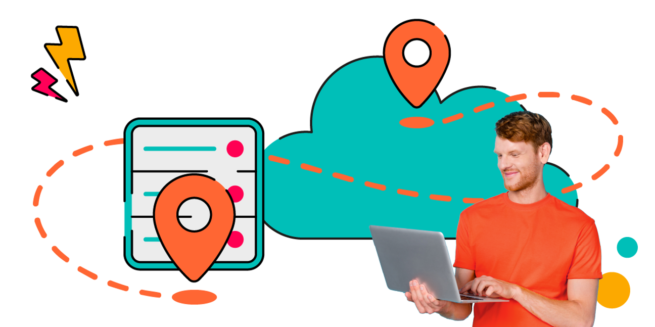 Person with orange shirt on laptop connecting to jira cloud