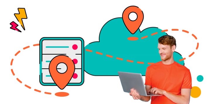 Person with orange shirt on laptop connecting to jira cloud