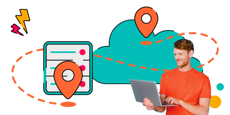 Person with orange shirt on laptop connecting to jira cloud