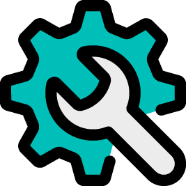 A wrench icon inside a cog