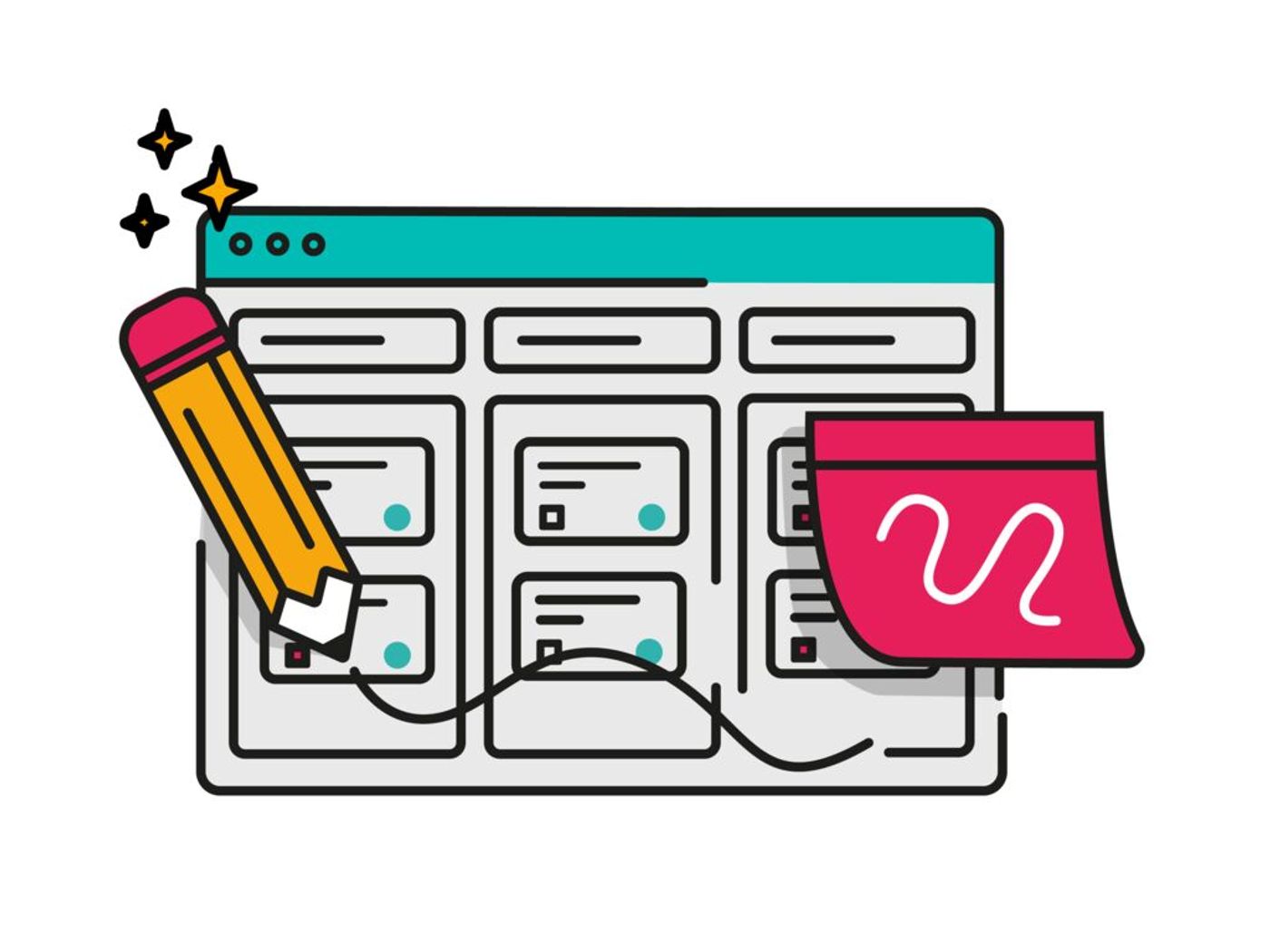 Jira screen with a post it note and a pencil 