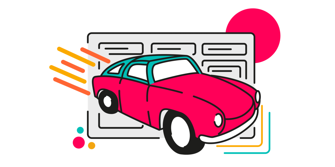 illustration of a car speeding past a jira board