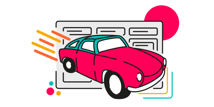 illustration of a car speeding past a jira board