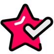 Pink star icon with tick mark