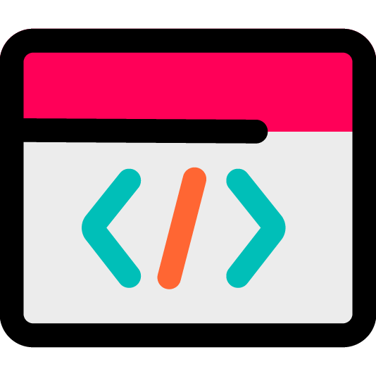 Icon of a window with a code symbol inside it