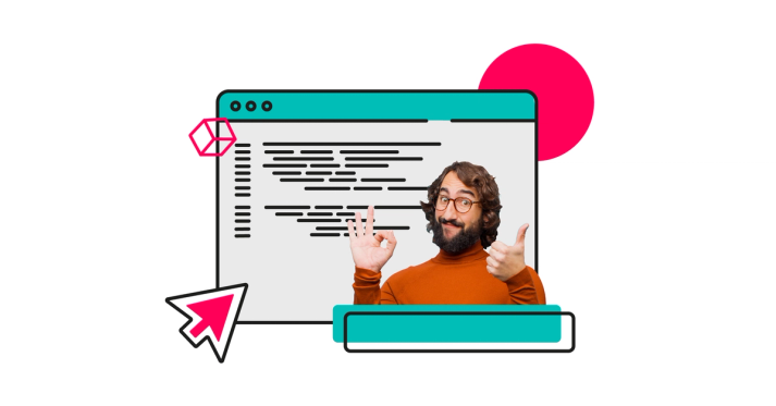 A person gives a thumbs up in front of a code example