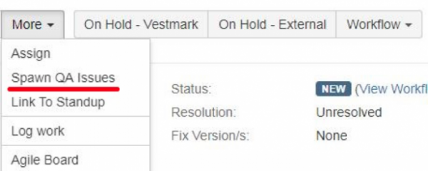 Screenshot of Spawn QA Issues on a Jira ticket