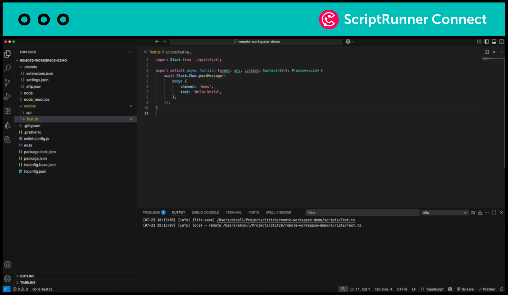 A screenshot of the VS code app - how a use an IDE (Integrated Development Environment) to build and manage scripts remotely.