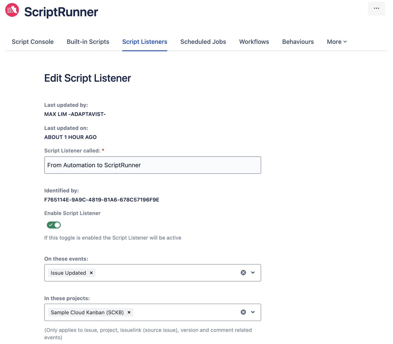 Edit script listener