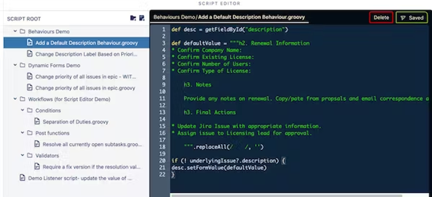 Screenshot of automation on ScriptRunner for Jira