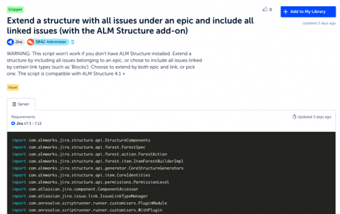 Snippet: extend a structure with all issues under an epic and include all linked issues