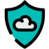 A teal shield icon with a cloud inside it