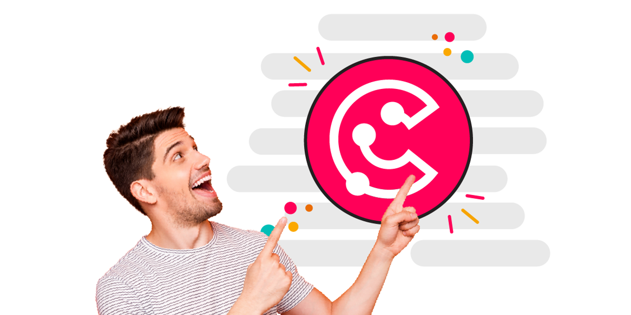 A person pointing enthusiastically at the ScriptRunner Connect icon logo.