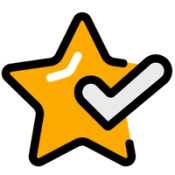 Yellow star icon with tick mark