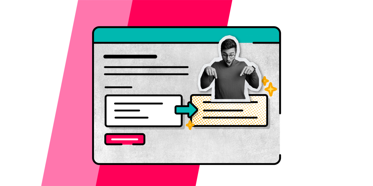A person points excitedly at a tool which converts plain text into magic.