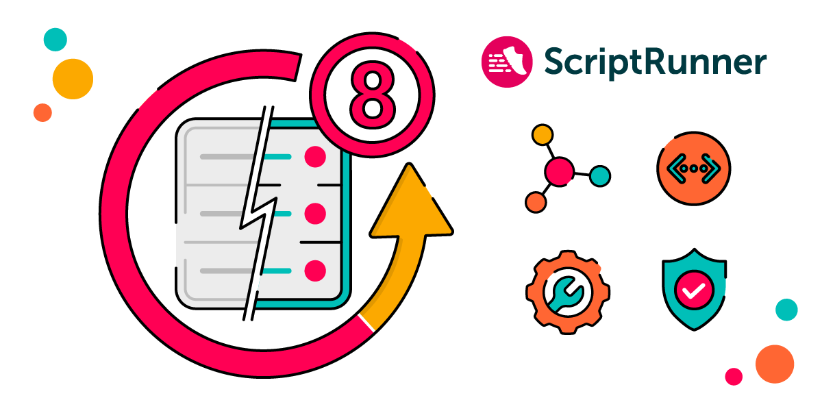 A Data Center icon is surrounded by an arrow which displays a progress bar heading towards the number 8