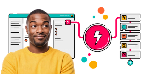 Person smiling in a yellow shirt stands in front of a Jira automation being connected via Scriptrunner