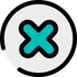 a teal cross in a white circle