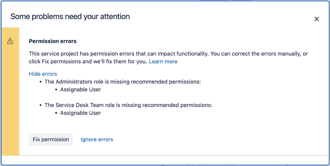 A screenshot of an Atlassian permission error