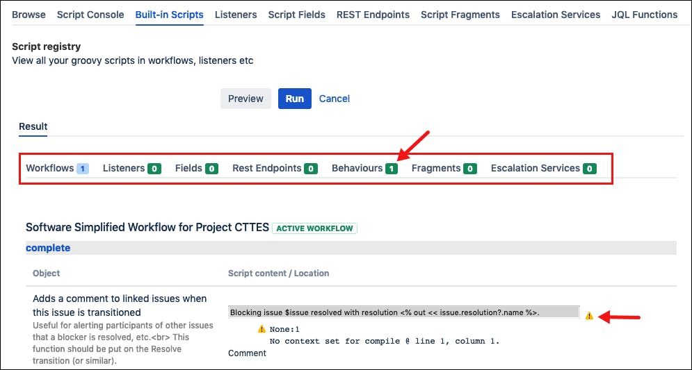 The ScriptRegistry screen in ScriptRunner for Jira