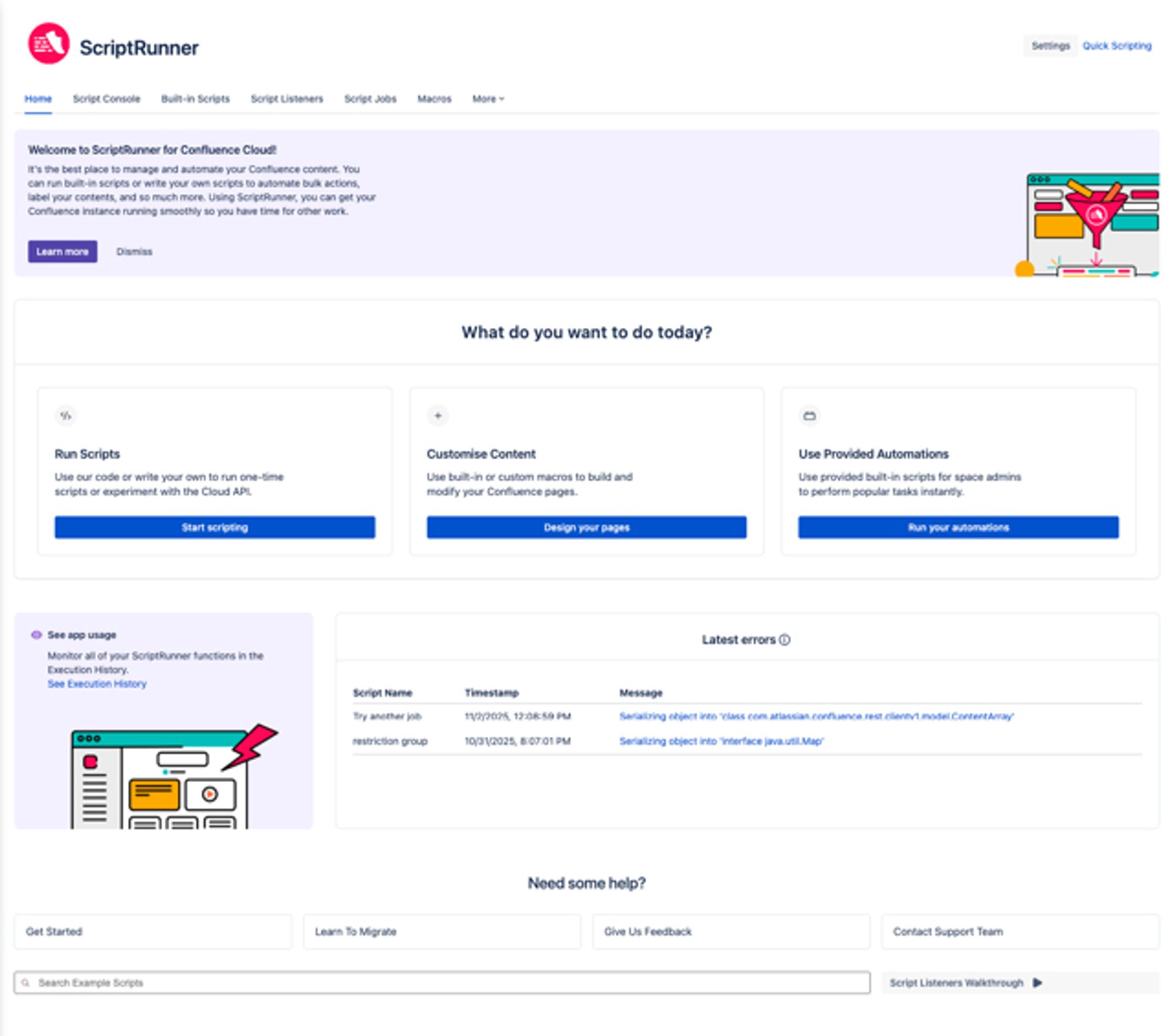 New ScriptRunner for Confluence Cloud homepage