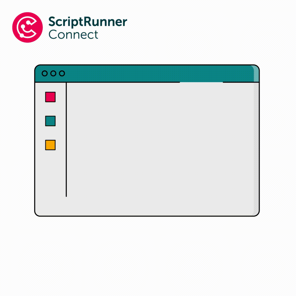 Animated ScriptRunner Connect panel showing a template being selected