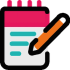 A colourful glyph shows a notepad and pencil