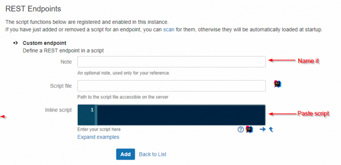 Screenshot of a new rest endpoint