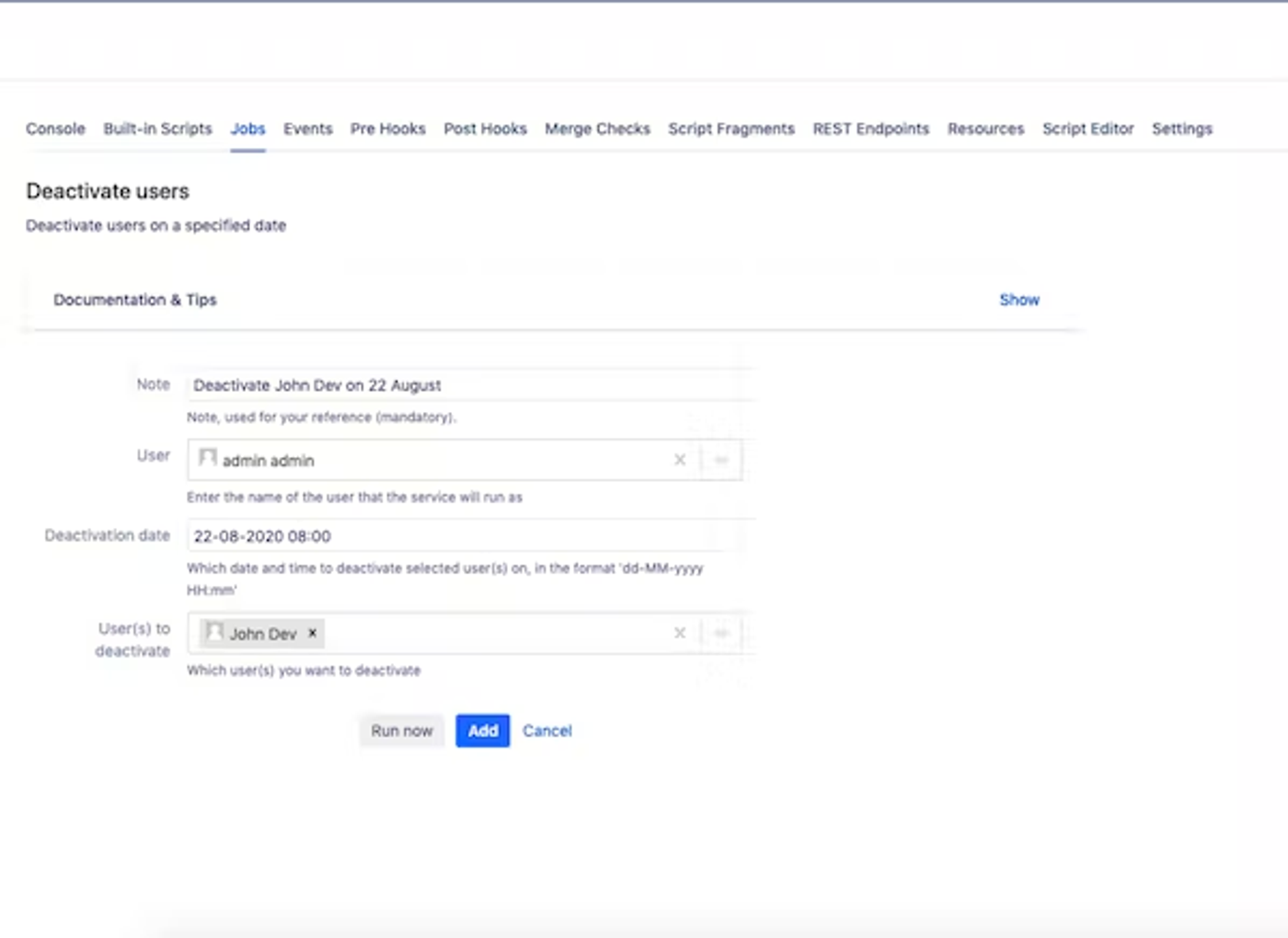 Screenshot of ScriptRunner for Bitbucket