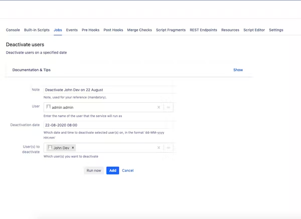 Screenshot of ScriptRunner for Bitbucket