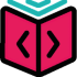 A colourful glyph shows a book with code symbols on it