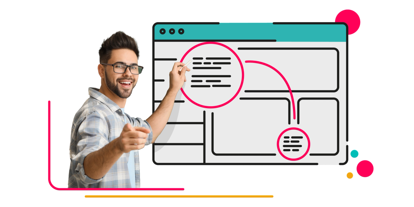 A person stands in front of Jira with circles drawn around it, as though it is an interactive whiteboard in a classroom