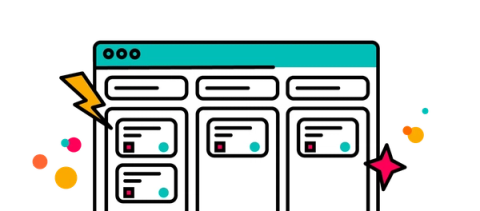 A Jira kanban board surrounded by a lightning bolt and sparkles