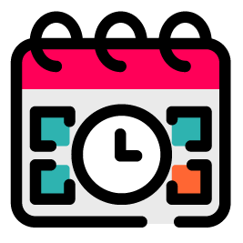 Calendar icon with a clock inside it