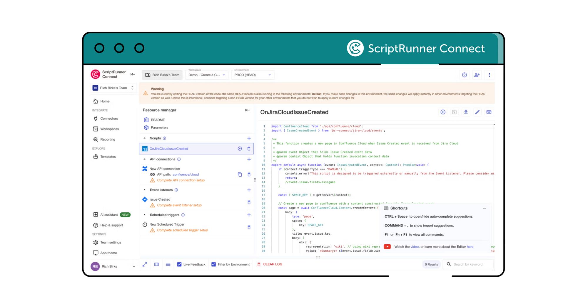 ScriptRunner Connect screenshot of a cloud issue creation