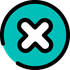 A white cross in a teal circle