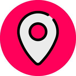 Map marker icon on a pink background