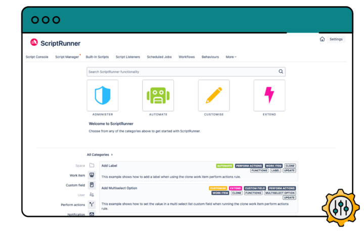 Screenshot showing ScriptRunner Enhanced Search UI