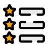 A stylised icon representing a list of items, with yellow stars as bullet points