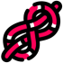 An icon of a looping nautical knot making an infinity symbol shape