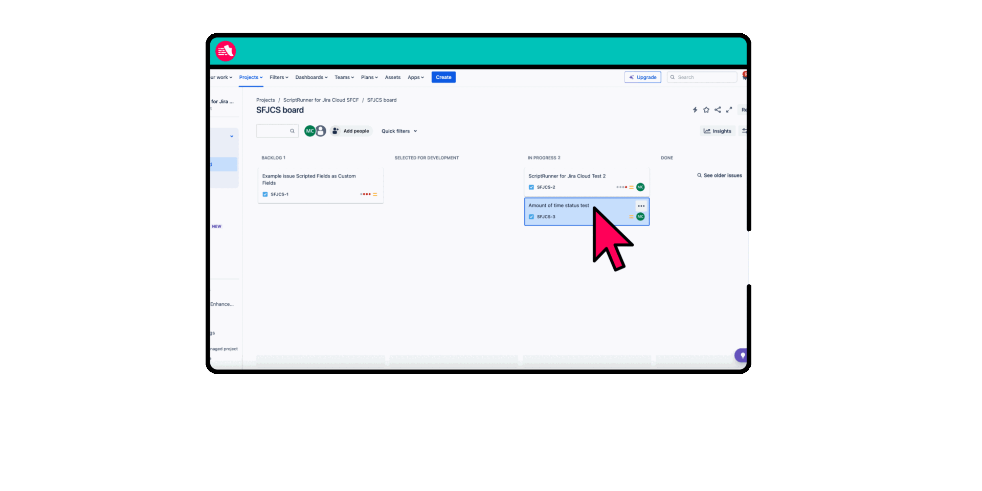 A Jira issue where the status changes