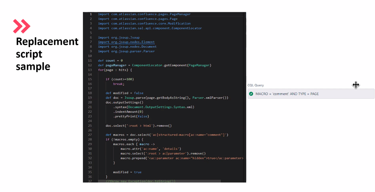 A sample of a script that replaces macros