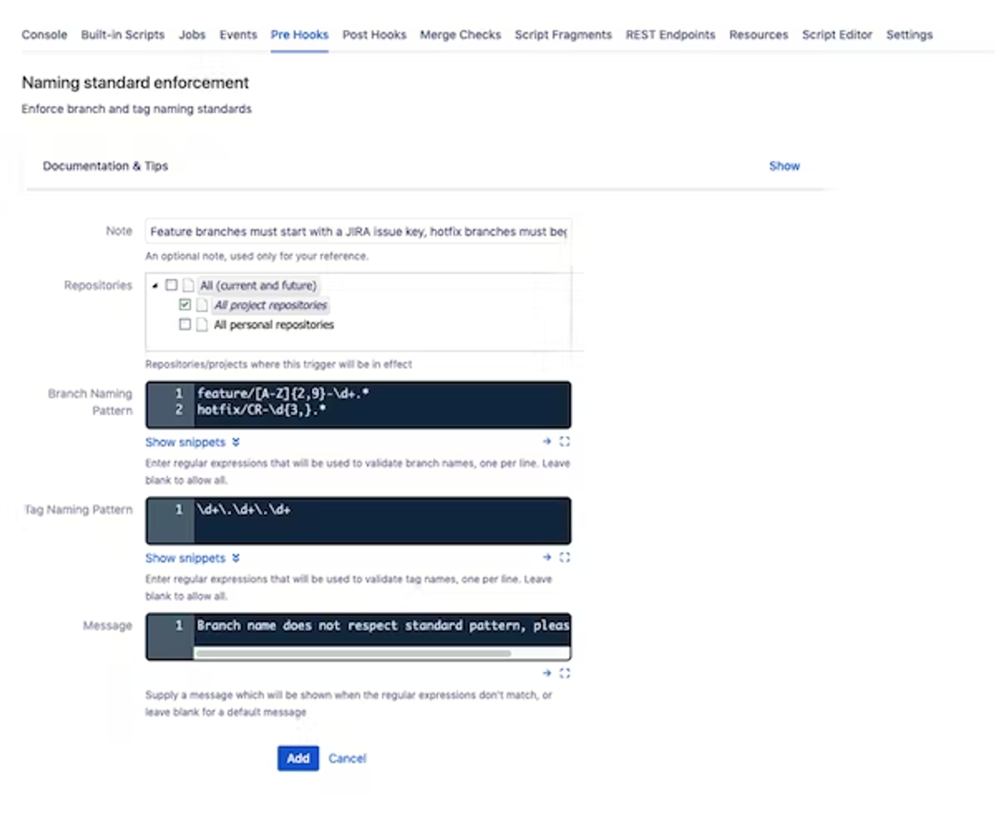 Screenshot of ScriptRunner for Bitbucket